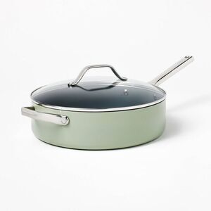 Figmint - 5qt Nonstick Ceramic Coated Aluminum Saute Pan Sag Green